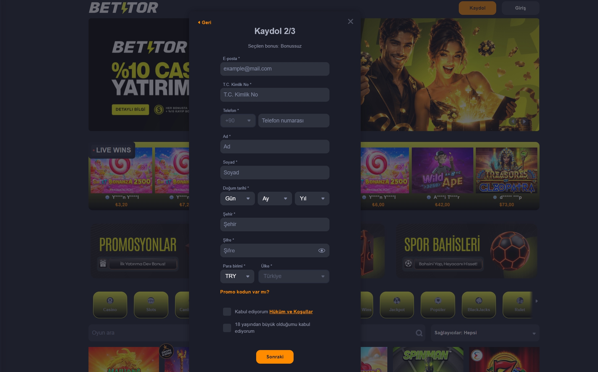 betitor.com üyelik